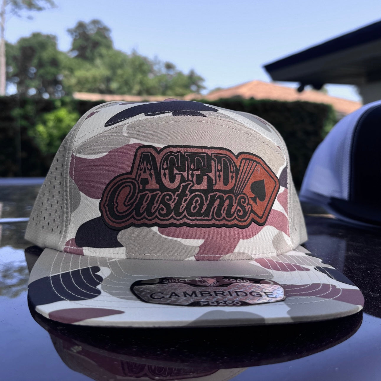 Camo Snapback Leather Patch Hat